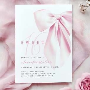 Invitation Pink Bow Sweet 16 Anniversaire
