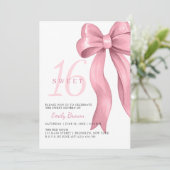 Invitation Pink Bow Sweet 16 Birthday (Debout devant)