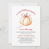 Invitation Pink Bow Sweet Little Citrouille Baby shower fille (Devant)