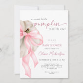Invitation Pink Bow Sweet Petit Citrouille Baby shower Coquet (Devant)