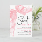 Invitation Pink Bow Sweet Sixteen 16th Birthday (Debout devant)