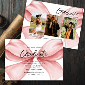 Invitation Pink Bow Three Photo Graduation 2025