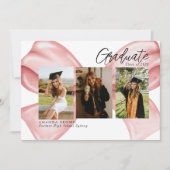 Invitation Pink Bow Three Photo Graduation 2025 (Devant)