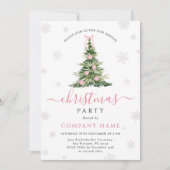Invitation Pink Bow Traditional Tree Christmas Party (Devant)