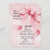 Invitation Pink Bow "Une Bébée Douce En Chemin" (Devant / Derrière)