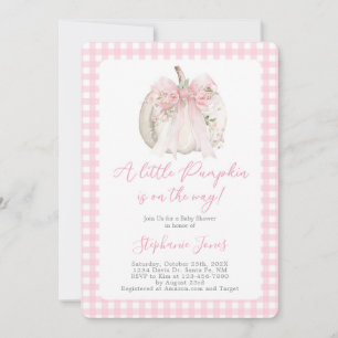 Invitation Pink Bow Une petite fille Baby shower Citrouille