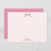 Invitation Pink Bow Valentine’s Day Note Card (Devant / Derrière)