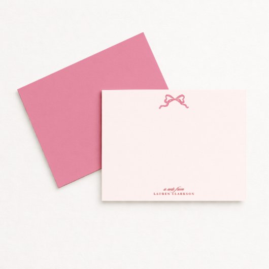 Invitation Pink Bow Valentine’s Day Note Card