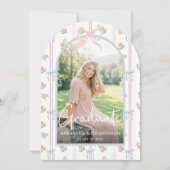 Invitation Pink Bow Wildflower Graduation (Devant)