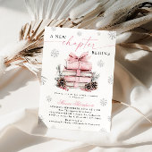 Invitation Pink Bow Winter Baby Shower A New Chapter Begins