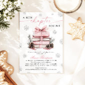 Invitation Pink Bow Winter Baby Shower A New Chapter Begins