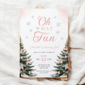 Invitation Pink Bow Winter Girl 1st Birthday