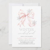 Invitation Pink Bow Winter Onederland 1er anniversaire Invita (Devant)