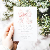 Invitation Pink Bow Winter Onederland 1er anniversaire Invita