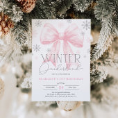 Invitation Pink Bow Winter Onederland 1ère fête d'anniversair