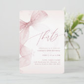 Invitation Pink Bow Winter Thirty Birthday Girl Party (Debout devant)