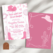 Invitation Pink Bow Yeehaw Disco Cowgirl Premier Rodéo Annive