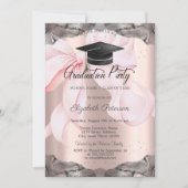 Invitation Pink Bow Your Photo Rose Gold Graduation   (Devant)