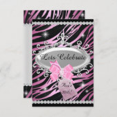 Invitation Pink Bow Zebra Imprimer 30e anniversaire (Devant / Derrière)