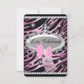 Invitation Pink Bow Zebra Imprimer 30e anniversaire (Devant)
