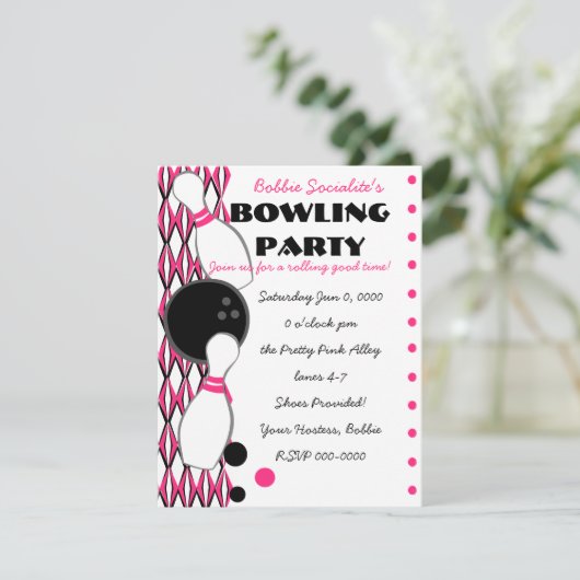 Invitation Pink Bowling (Debout devant)