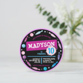 Invitation PINK BOWLING BALL NEON Anniversaire Fête Invitatio (Debout devant)