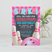 Invitation Pink Bowling Party filles Anniversaire (Debout devant)