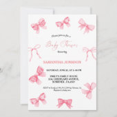 Invitation Pink Bows Baby Girl Baby shower (Devant)