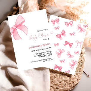 Invitation Pink Bows Baby Girl Baby shower