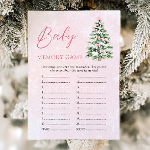 Invitation Pink Bows Baby shower de Noël Baby Memory Jeu