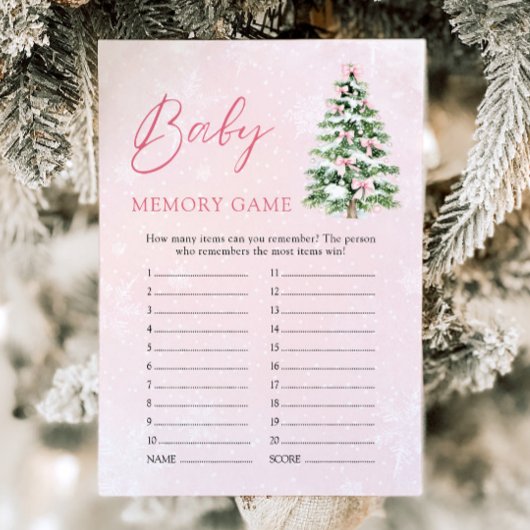 Invitation Pink Bows Baby shower de Noël Baby Memory Jeu