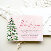 Invitation Pink Bows Christmas Tree Winter Thank you card
