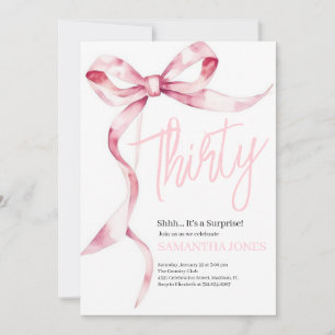 Invitation Pink Bows Moderne Trente fête d'anniversaire