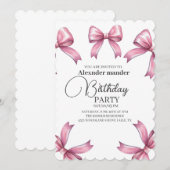 Invitation Pink Bows tendance Fille Anniversaire (Devant / Derrière)