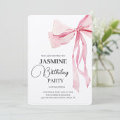 Invitation Pink Bows tendance Fille Anniversaire (Debout devant)