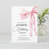 Invitation Pink Bows tendance Fille Anniversaire (Debout devant)