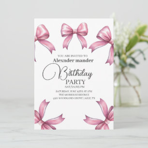 Invitation Pink Bows tendance Fille Anniversaire
