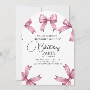 Invitation Pink Bows tendance Fille Anniversaire