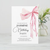 Invitation Pink Bows tendance Fille Anniversaire (Debout devant)
