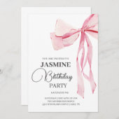 Invitation Pink Bows tendance Fille Anniversaire (Devant / Derrière)
