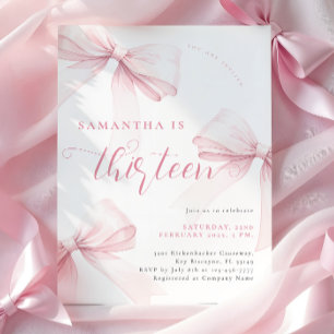 Invitation Pink Bows Treize Anniversaire