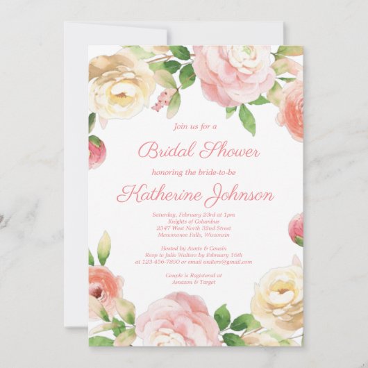 Invitation Pink Bridal Shower (Devant)
