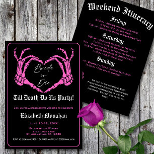 Invitation Pink Bride ou Die Gothic Skeleton Bachelorette