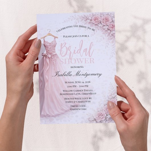 Invitation Pink Bridesmaid Dress Bridal Shower