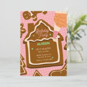 Invitation Pink brown mignon pain d'épices anniversaire (Debout devant)