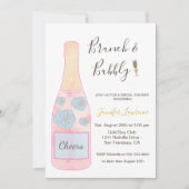 Invitation Pink Brunch Bubbly Champagne Bottle Bridal Shower (Devant)