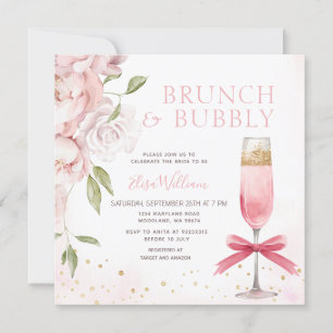 Invitation PINK Brunch et Bubbly Fête des mariées Coquette