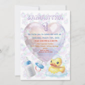 Invitation Pink Bubble Duck 1st Birthday Invite (Devant)
