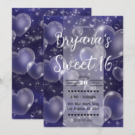 Invitation Pink Bubble Hearts mignon fille 90's Anniversaire  (Devant / Derrière)