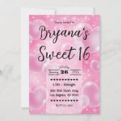 Invitation Pink Bubble Hearts mignon fille 90's Anniversaire (Devant)